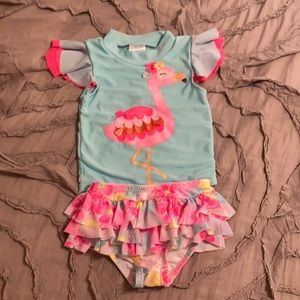 Baby girl swim outside. Shirt & panties